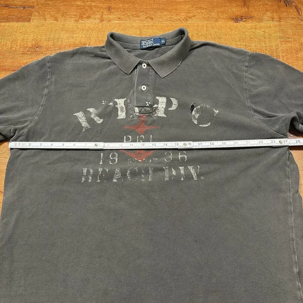 Vintage Ralph Lauren RLPC Polo Shirt Men XL Gray Beach Div 1936 Anchor Boat Rare